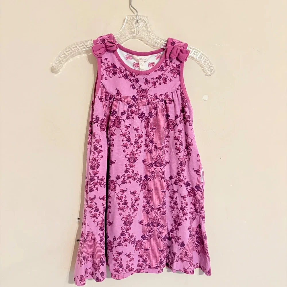 Matilda Jane Girls Clearwater Pink Floral Bow Sleeveless Dress Size 8